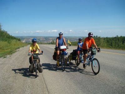The Vogel family cycling in Canada