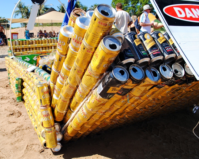 Boat made out of beer cans at Darwin`s Beer Can Regatta