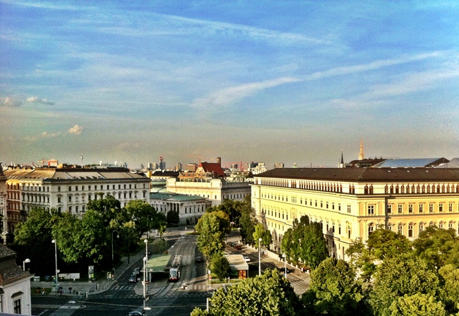 View from the rooftop terrace of 25 Hours Hotel in Vienna