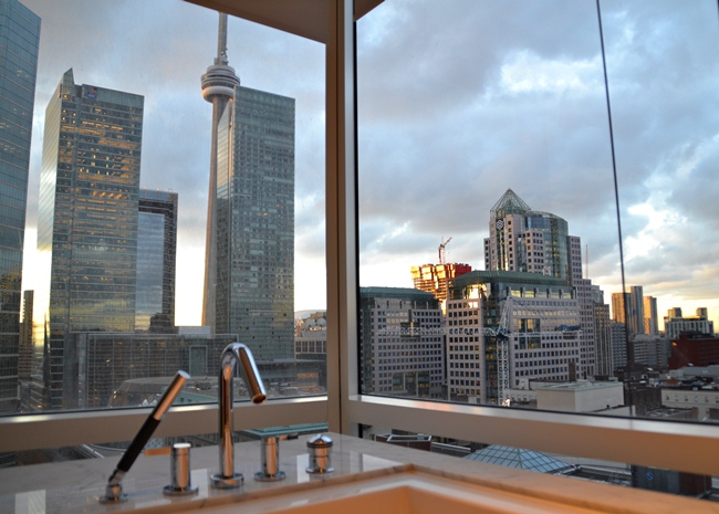 View from bathroom at Shangri-La Toronto