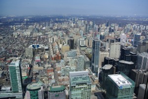 View over Toronto as seen from the CN Tower during the day